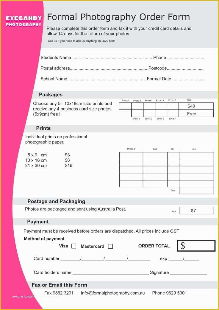 Free Sports Photography order form Template Of School Picture order form Template