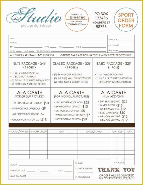 Free Sports Photography order form Template Of Sports Graphy order form Template Shop by