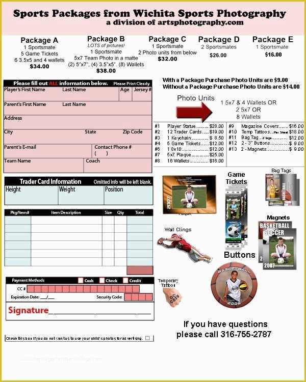 33 Free Sports Photography order form Template