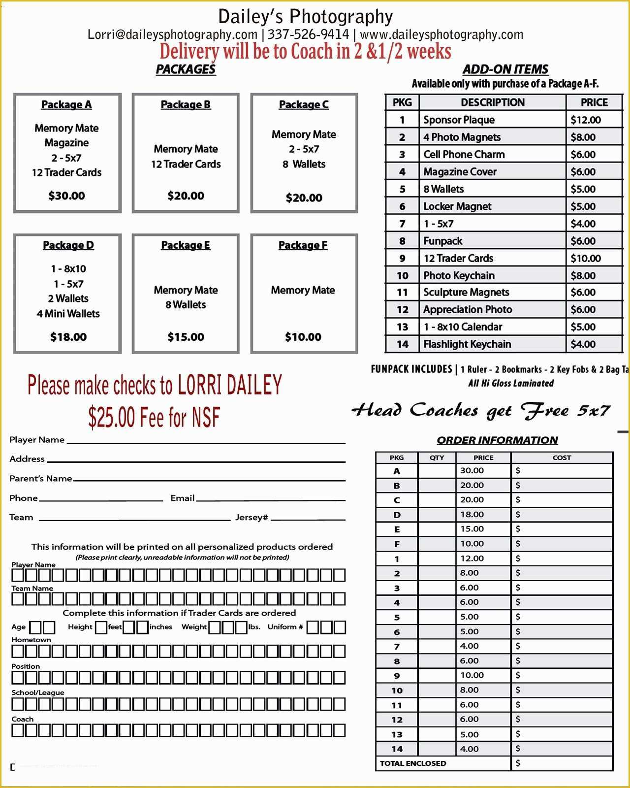 Free Sports Photography order form Template Of Youth Sports Photography order form