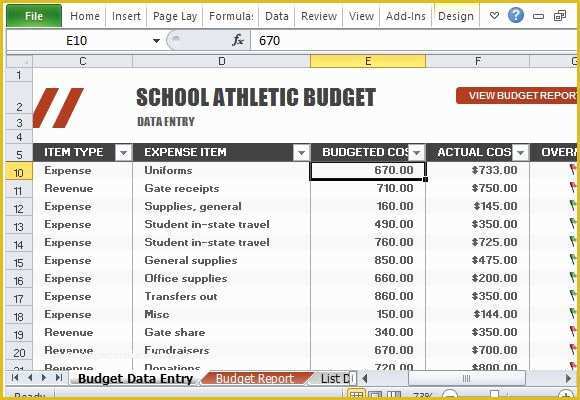 Free Sports Program Template Of athletic Bud Template for Excel