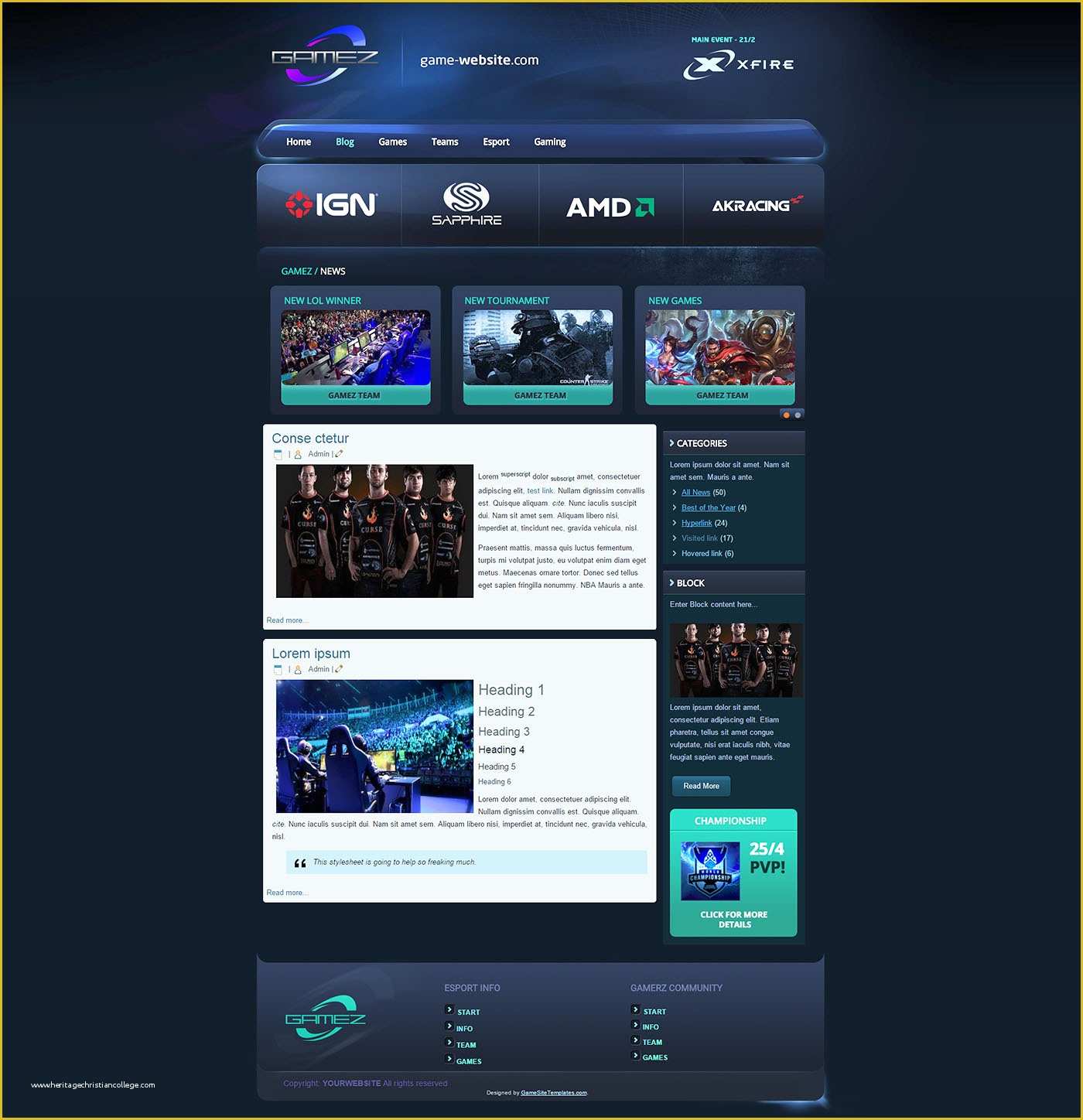 Free Sports Web Templates Of Esport Team Wordpress theme