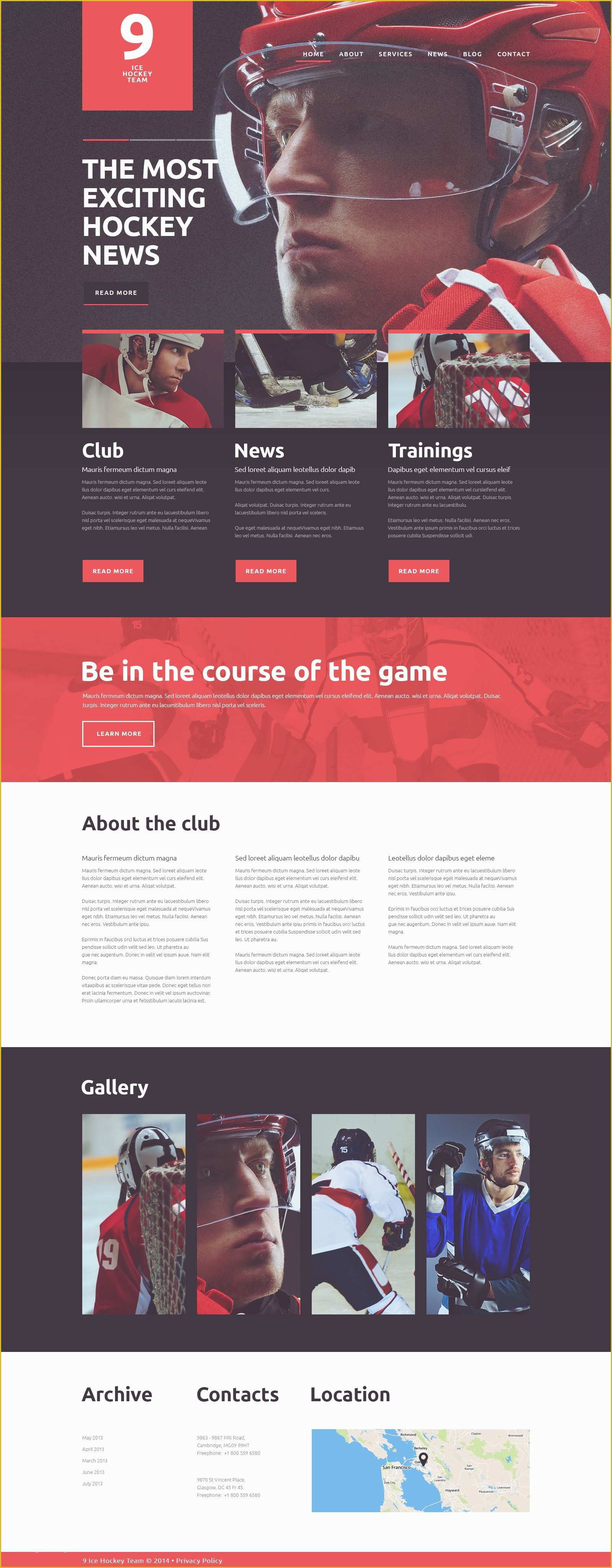 Free Sports Web Templates Of Ice Hockey Club Joomla Template