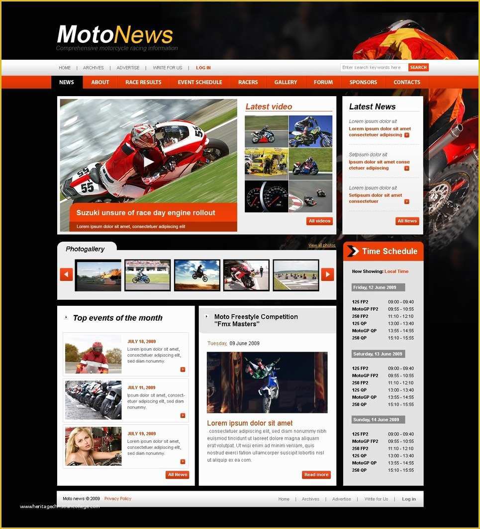 Free Sports Web Templates Of Motor Sports Website Template