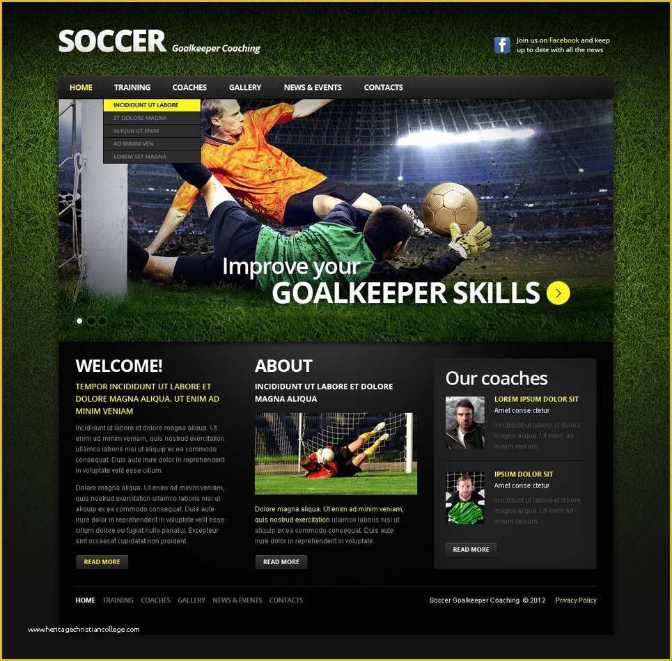 Free Sports Web Templates Of soccer Responsive Website Template