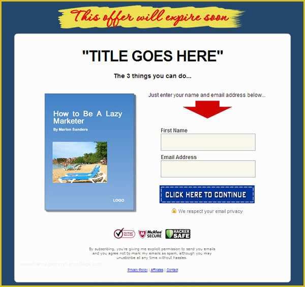 Free Squeeze Page Templates Of 10 Squeeze Page Templates