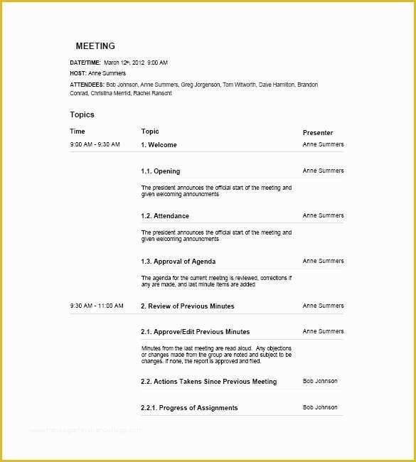 Free Staff Meeting Agenda Template Of 17 Meeting Agenda Templates Free Sample Example