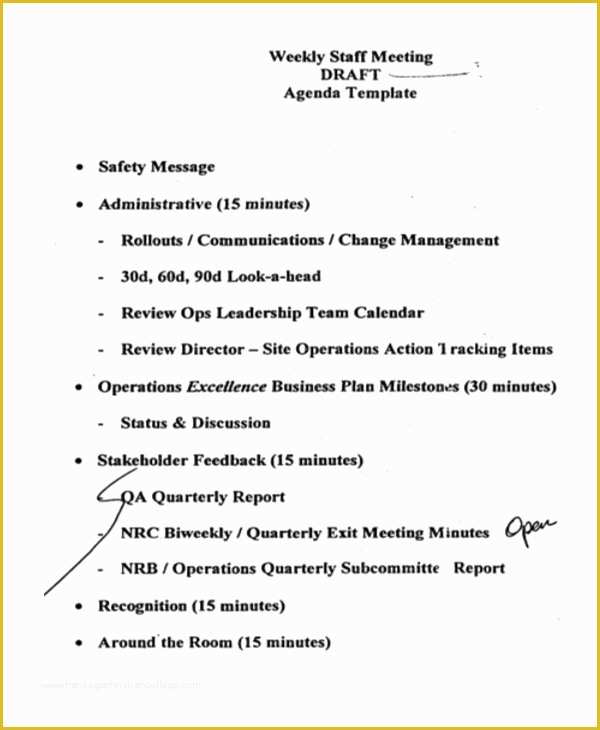 Free Staff Meeting Agenda Template Of 41 Meeting Agenda Templates