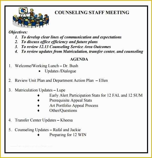 Free Staff Meeting Agenda Template Of 6 Free Meeting Agenda Templates Excel Pdf formats