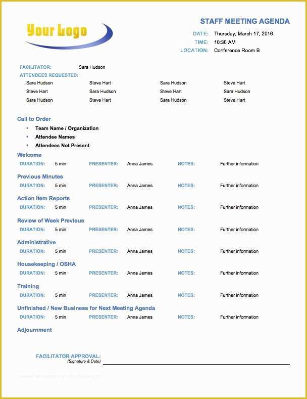 Free Staff Meeting Agenda Template Of Free Meeting Agenda Templates Smartsheet