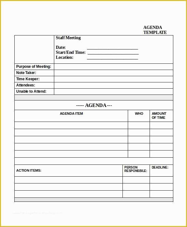 Free Staff Meeting Agenda Template Of Meeting Agenda Template 10 Free Word Pdf Documents