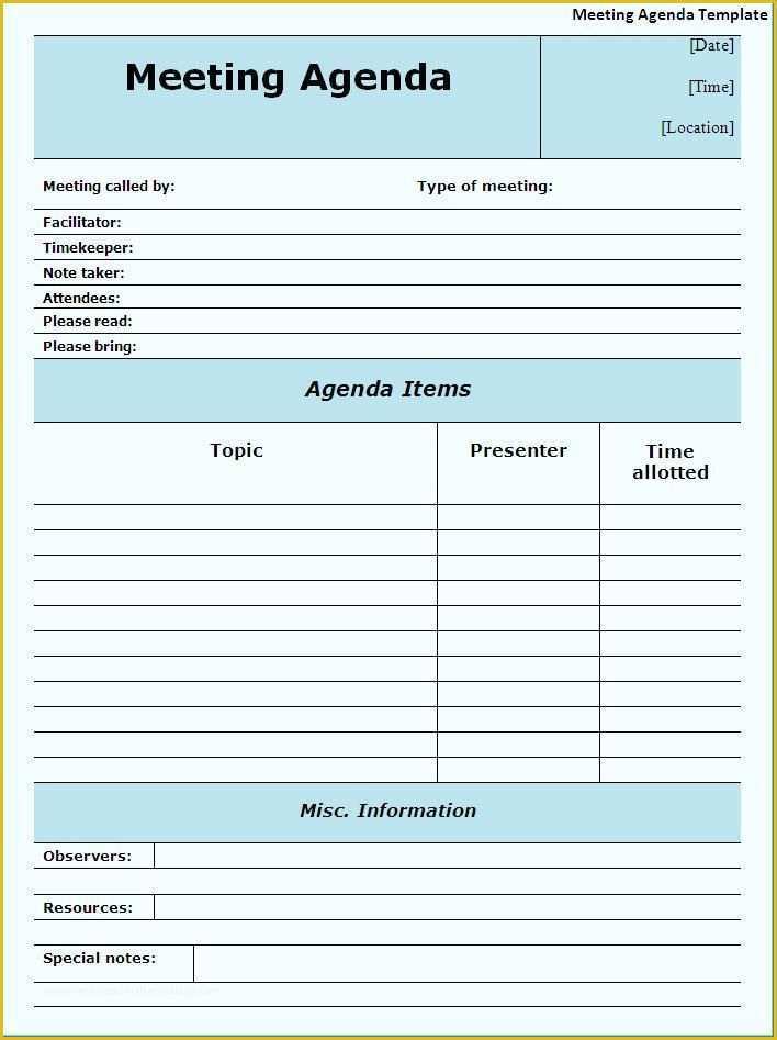 Free Staff Meeting Agenda Template Of Meeting Agendas Templates