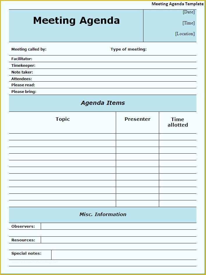 Free Staff Meeting Agenda Template Of Meeting Agendas Templates