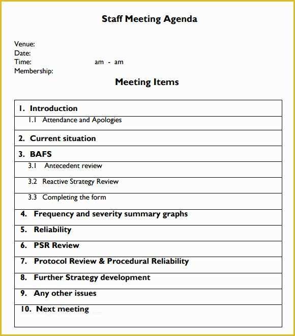 Free Staff Meeting Agenda Template Of Sample Staff Meeting Agenda – 5 Example format