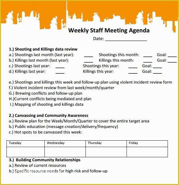 Free Staff Meeting Agenda Template Of Staff Meeting Agenda 7 Free Download for Pdf