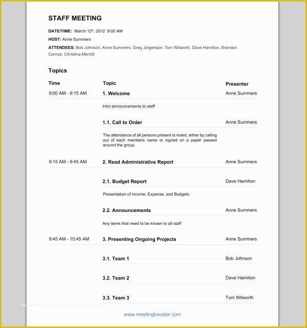 Free Staff Meeting Agenda Template Of Staff Meeting Agenda Template