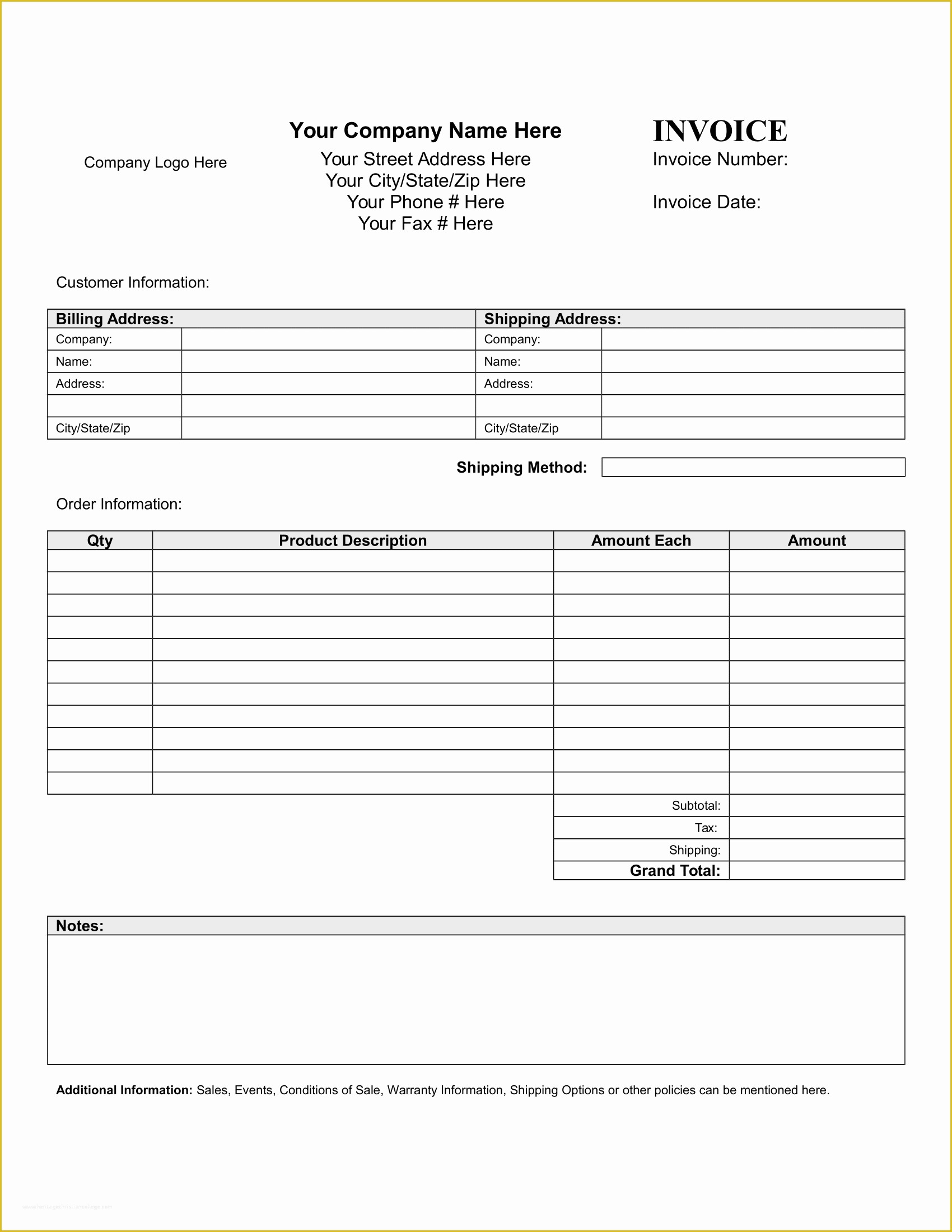 43 Free Standard Invoice Template