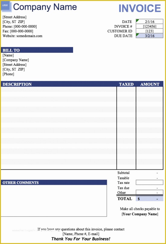 Free Standard Invoice Template Of Free Free Blank Invoice Templates In Microsoft Excel Xlsx