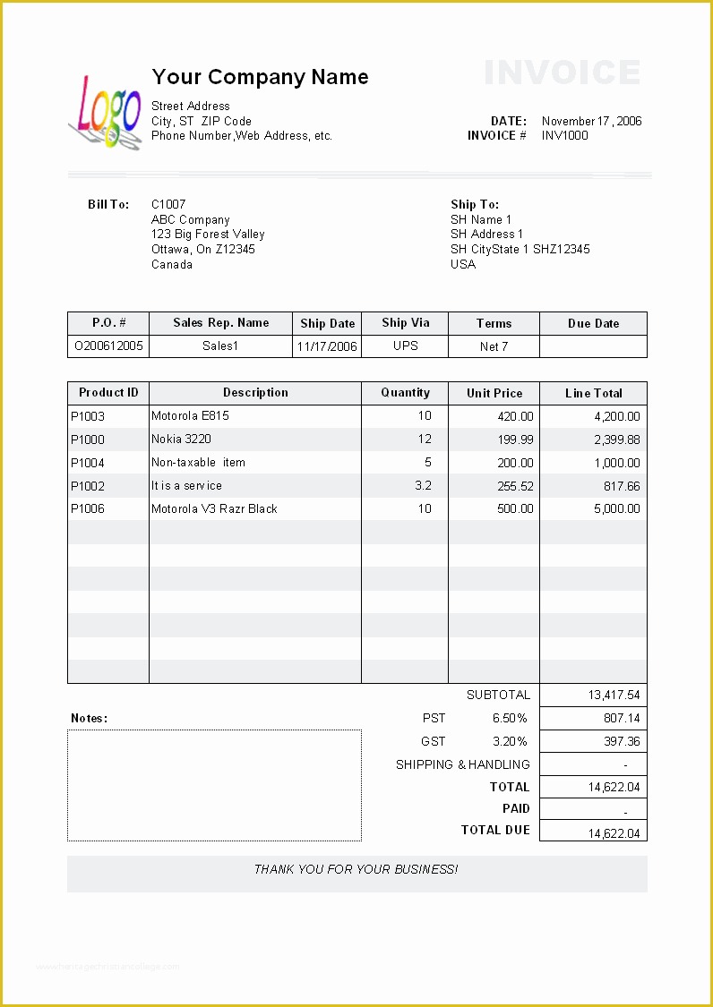 Free Standard Invoice Template Of Standard Invoice Template