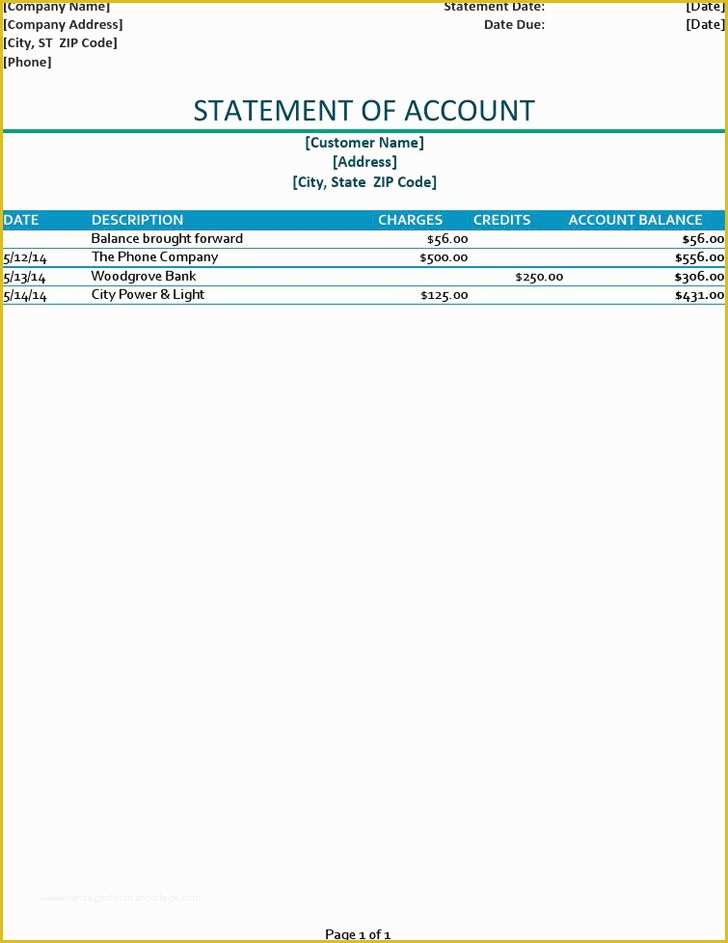 Free Statement Of Account Template Of 3 Statement Of Account Template Free Download