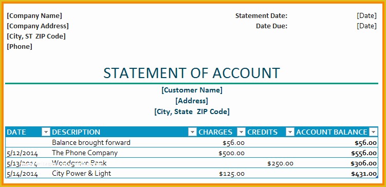 Free Statement Of Account Template Of 8 Statement Of Account Template Free