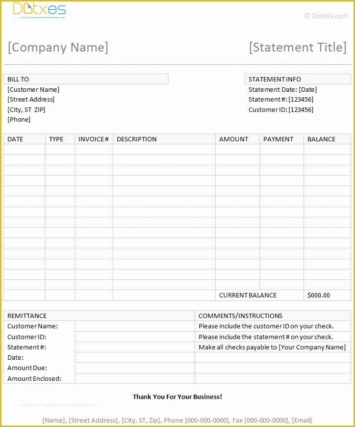Free Statement Of Account Template Of Billing Statement Template Dotxes