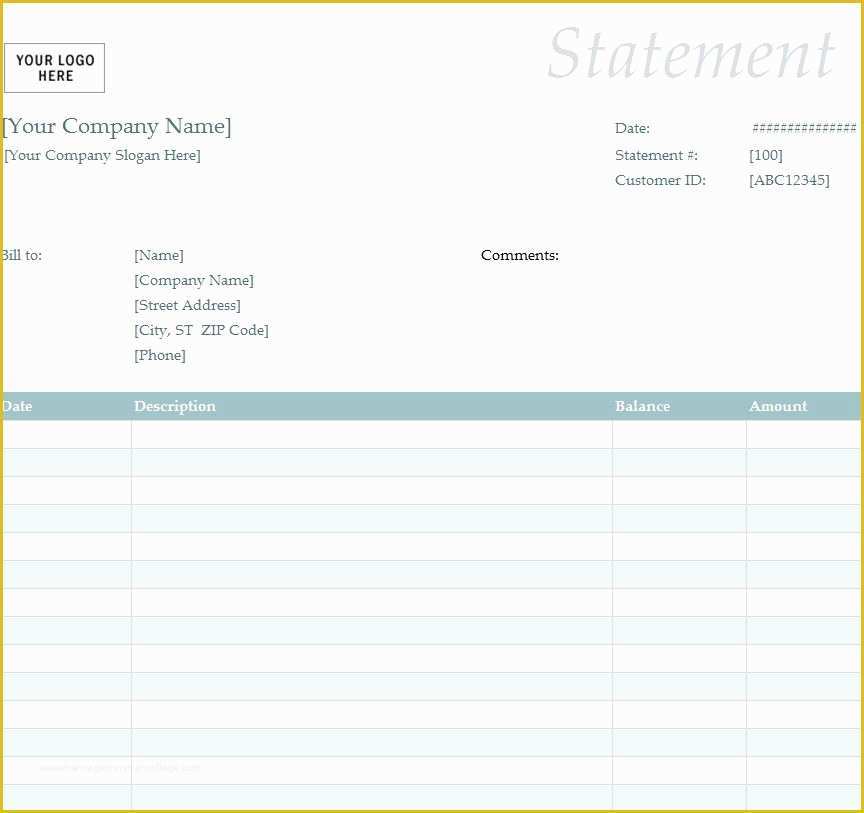 Free Statement Of Account Template Of Billing Statement Template