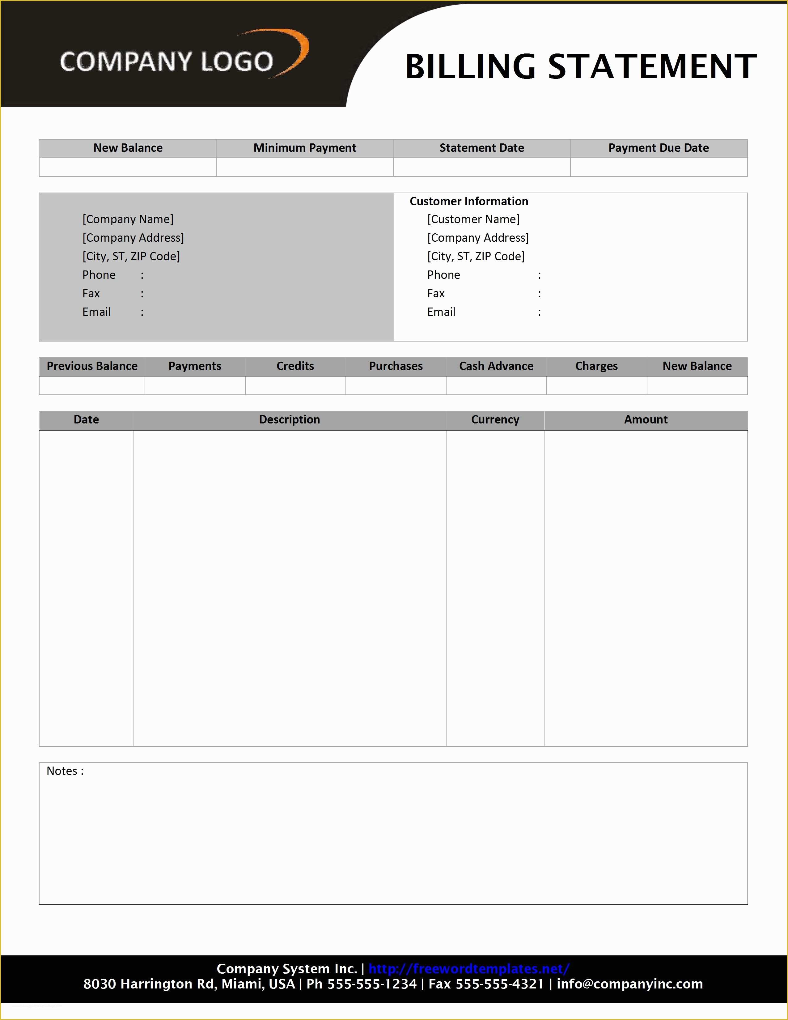 Free Statement Of Account Template Of Sample Billing Statement Google Search