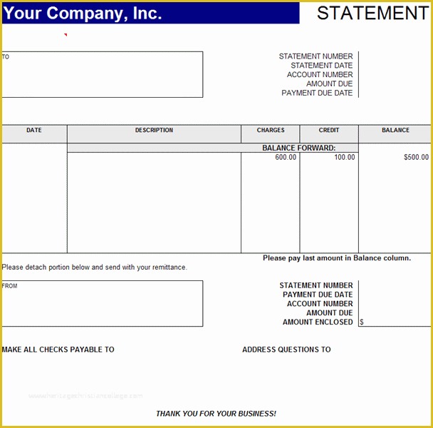Free Statement Of Account Template Of Statement Account Statements Templates