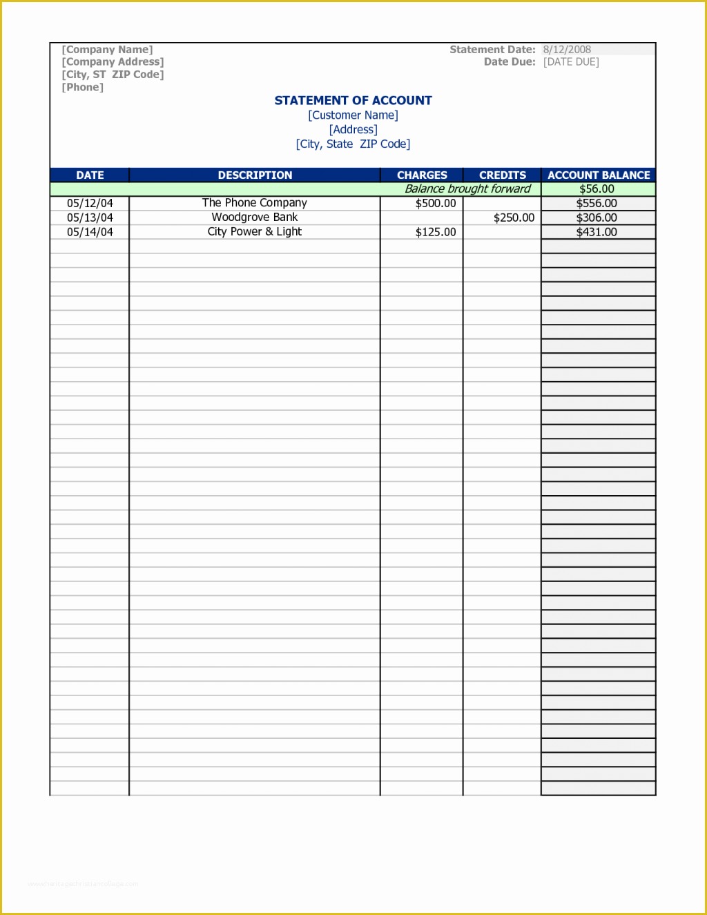 Free Statement Of Account Template Of Statement Accountte Uk Excel Free Download