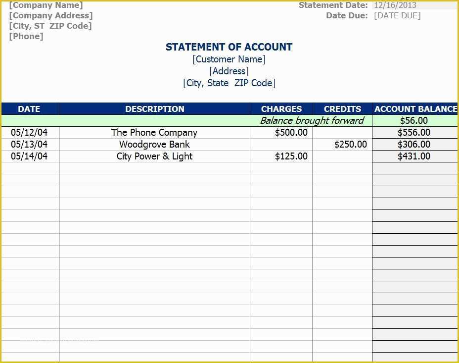 Free Statement Of Account Template Of Statement Of Account Template