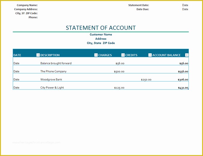 Free Statement Of Account Template Of Statement Of Account Templates