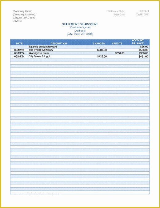 Free Statement Of Account Template Of Statement Of Account Templates