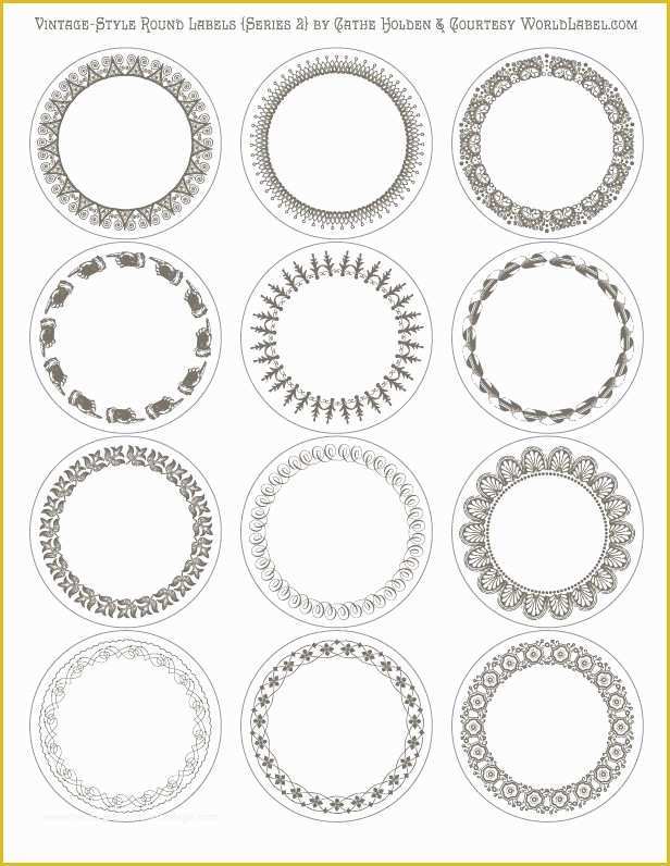 Free Sticker Templates Of Free Printable & Editable Vintage Style Round Labels In 6
