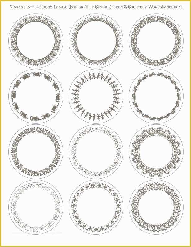 Free Sticker Templates Of Free Printable &amp; Editable Vintage Style Round Labels In 6
