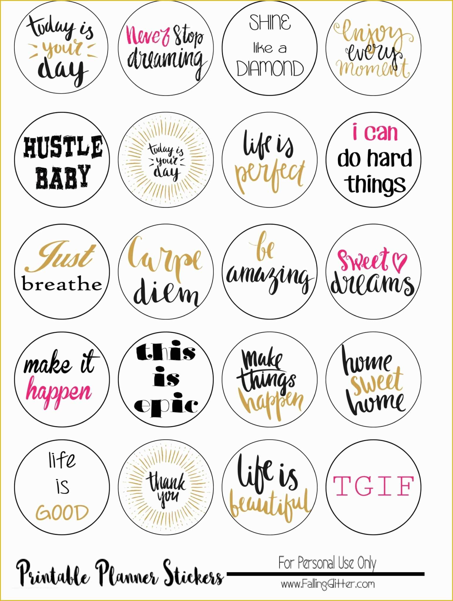 Free Sticker Templates Of Printable Motivational Planner Stickers