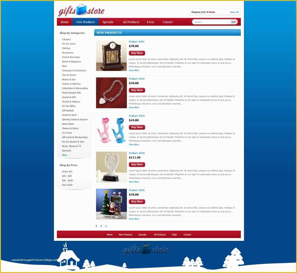 Free Store Website Templates Of Gifts Shopping Web Template
