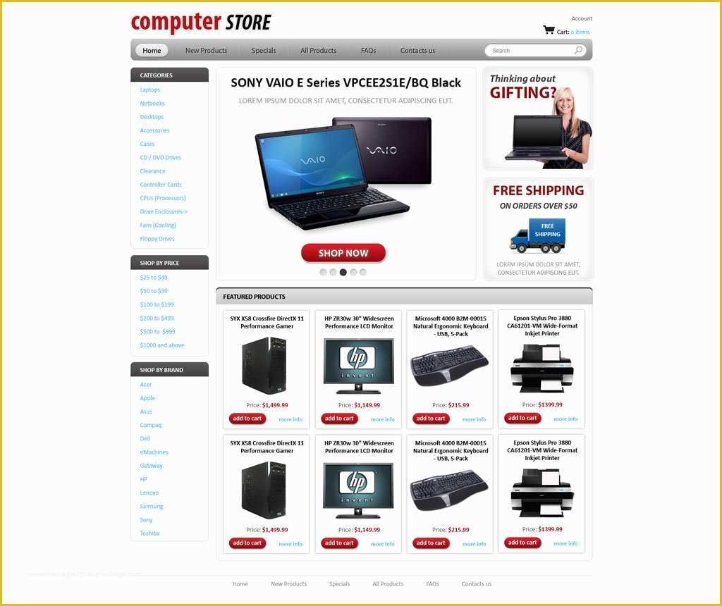 Free Store Website Templates Of Puters Store Web Template