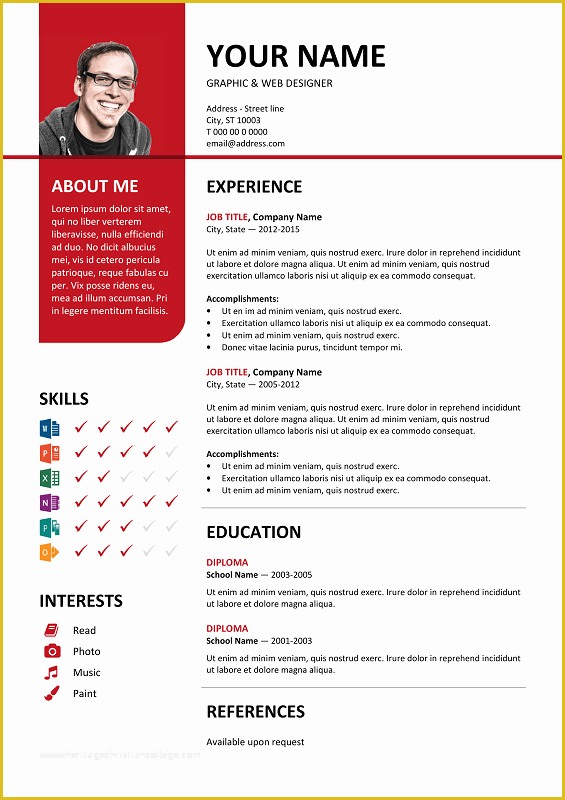 Free Stylish Resume Templates Of Bayview Free Resume Template Microsoft Word Red Layout