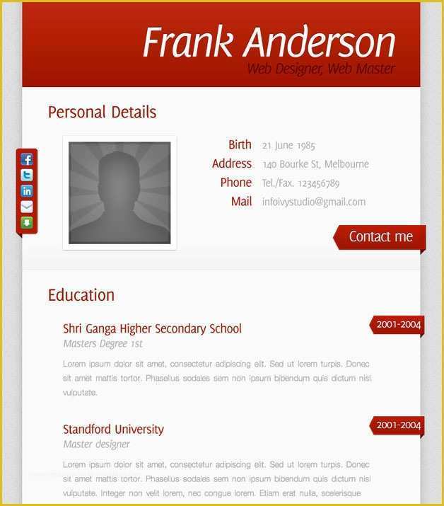 Free Stylish Resume Templates Of HTML Resume Templates
