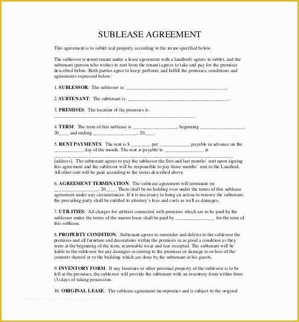 Free Sublease Agreement Template Word Of 18 Sublease Agreement Templates Word Pdf Pages