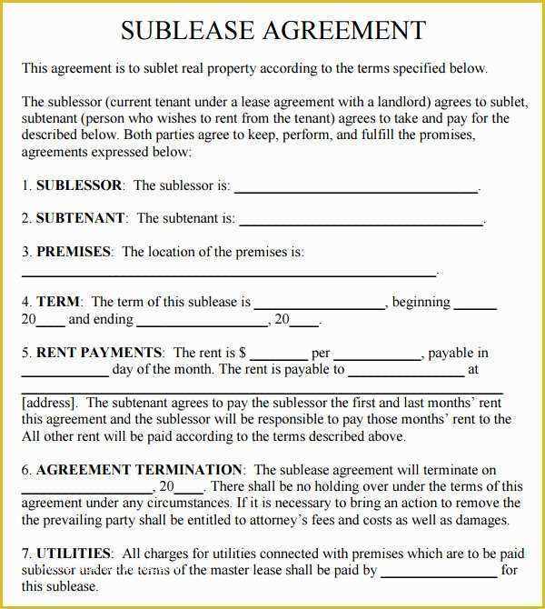 Free Sublease Agreement Template Word Of Sublease Agreement 18 Download Free Documents In Pdf Word