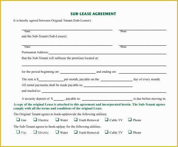 Free Sublease Agreement Template Word Of Sublease Agreement 18 Download Free Documents In Pdf Word