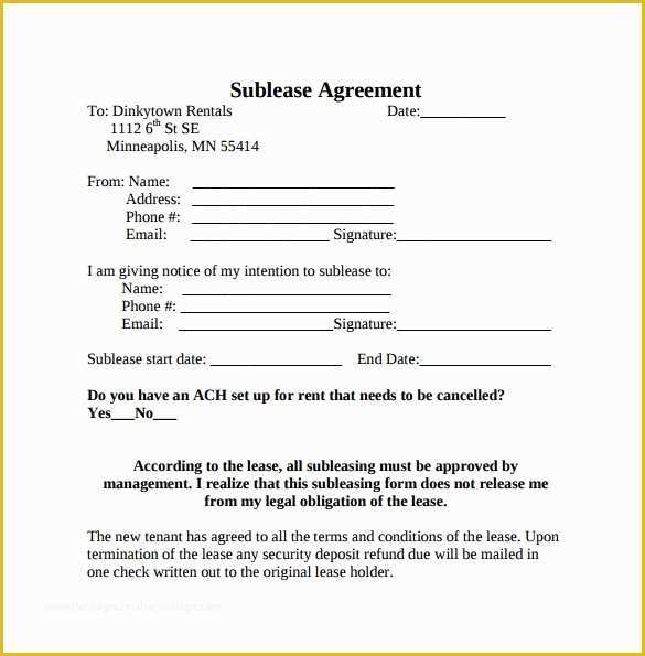 Free Sublease Agreement Template Word Of Sublease Agreement 18 Download Free Documents In Pdf Word