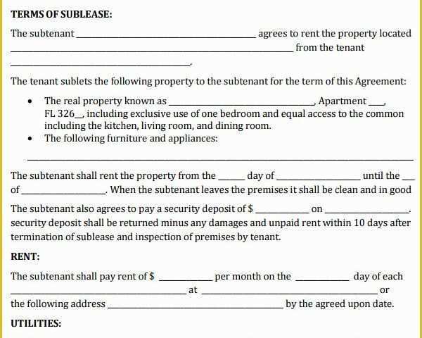 Free Sublease Agreement Template Word Of Sublease Agreement 18 Download Free Documents In Pdf Word