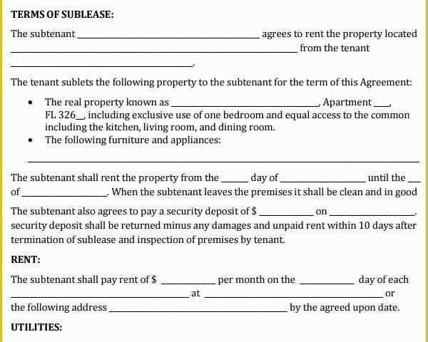 Free Sublease Agreement Template Word Of Sublease Agreement 18 Download Free Documents In Pdf Word