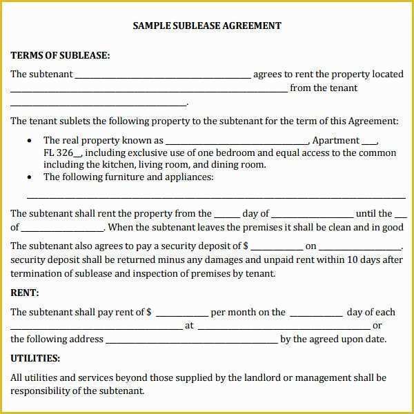 Free Sublease Agreement Template Word Of Sublease Agreement 18 Download Free Documents In Pdf Word