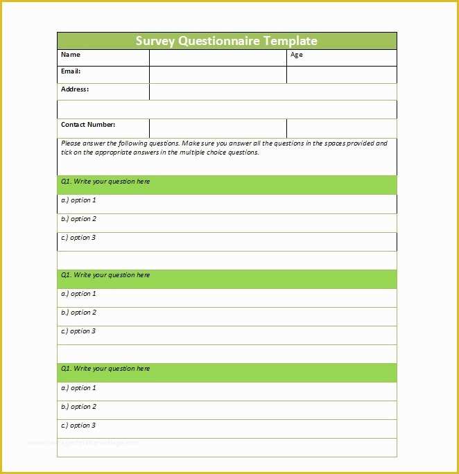 Free Survey Template Word Of 33 Free Questionnaire Templates Word Free Template