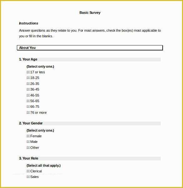 Free Survey Template Word Of 39 Word Survey Templates Free Download