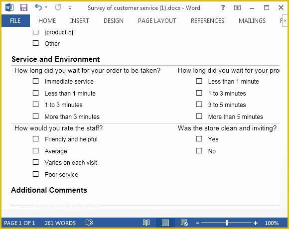 Free Survey Template Word Of Customer Service Template for Word
